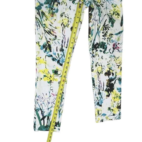 Krazy Larry Made/USA Pants white/Multicolor Leaves Print Stretch Pull On 2 NWOT - Picture 8 of 11